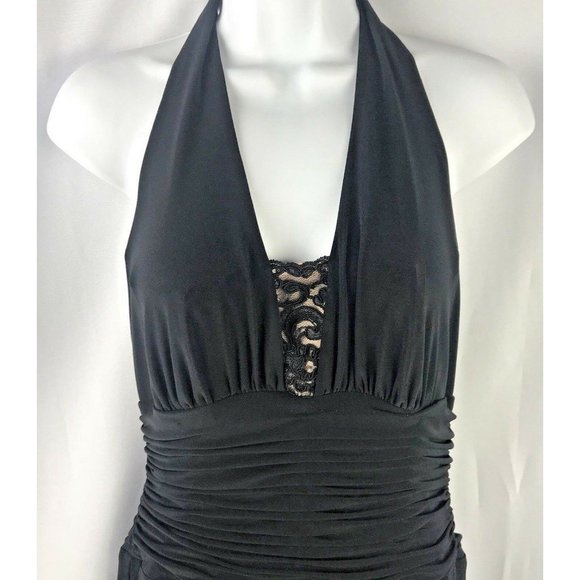 Jones New York Dress Womens Size 10 Black Lace Halter Cocktail Party - Picture 2 of 5